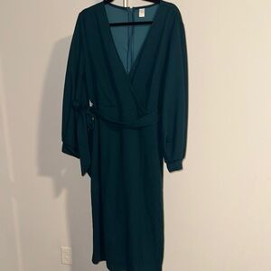 Elegant Teal Wrap Dress